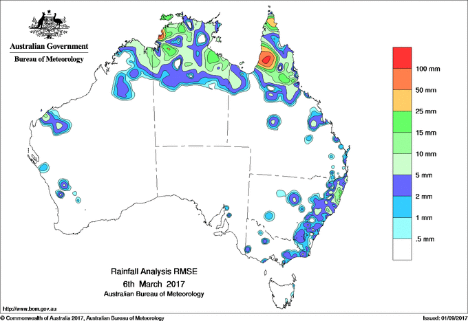 Daily rainfall totals - Error estimate analysis
