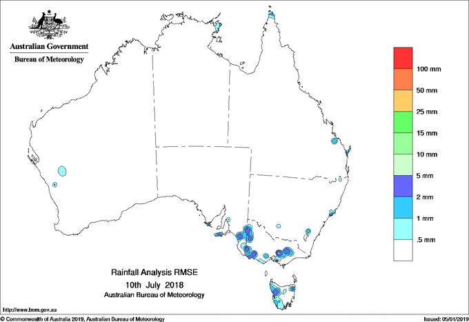 Daily rainfall totals - Error estimate analysis