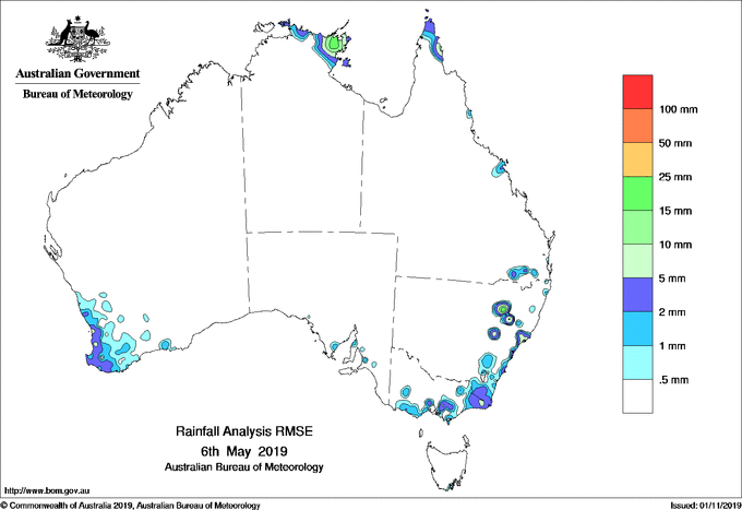 Daily rainfall totals - Error estimate analysis