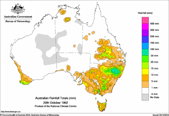 Daily rainfall totals for Australia