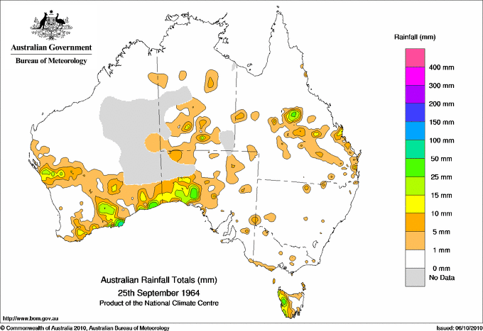 Daily rainfall totals for Australia