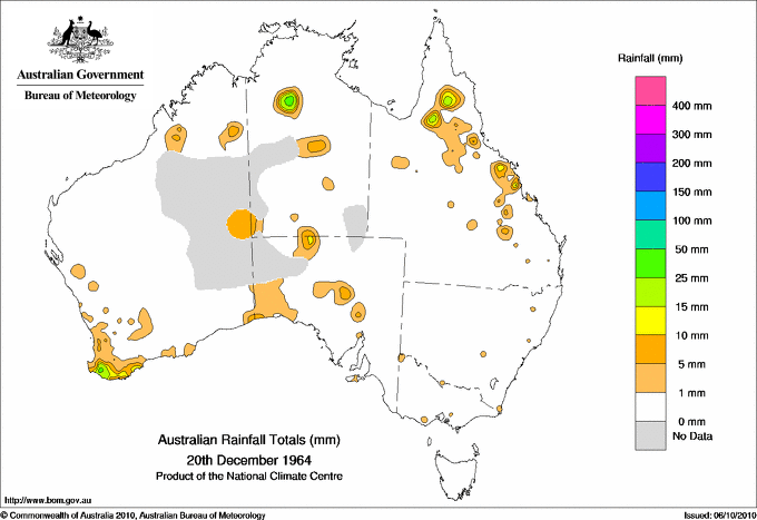 Daily rainfall totals for Australia