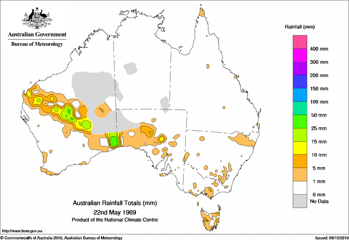 Daily rainfall totals for Australia