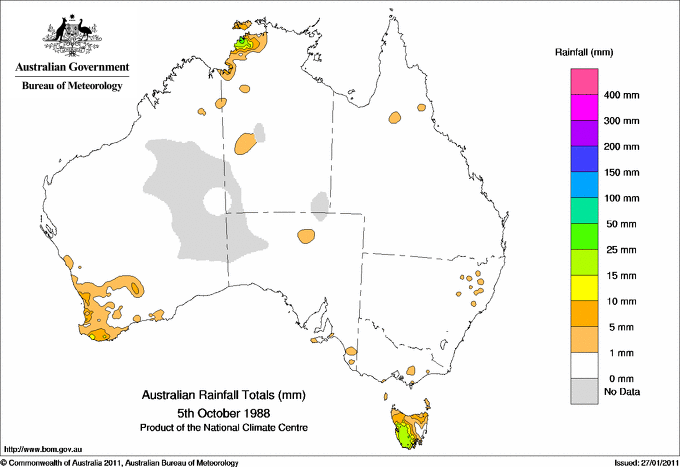 Daily rainfall totals for Australia