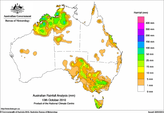 Daily rainfall totals for Australia