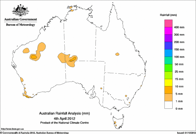 Daily rainfall totals for Australia