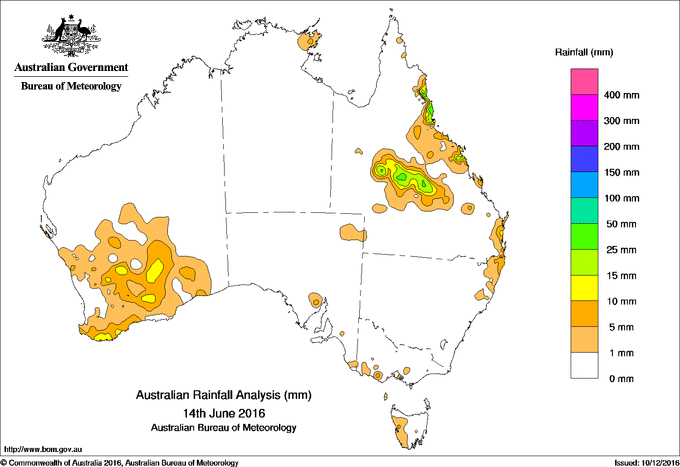 Daily rainfall totals for Australia