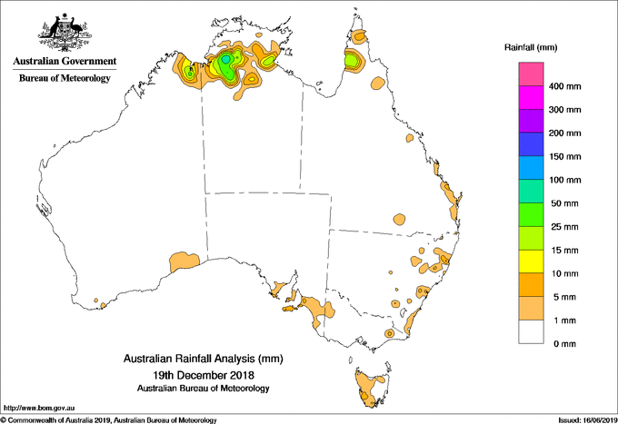 Daily rainfall totals for Australia