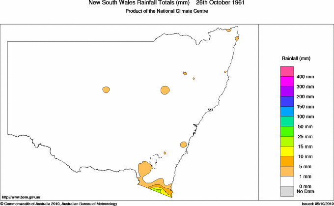 Daily rainfall totals for New South Wales/ACT