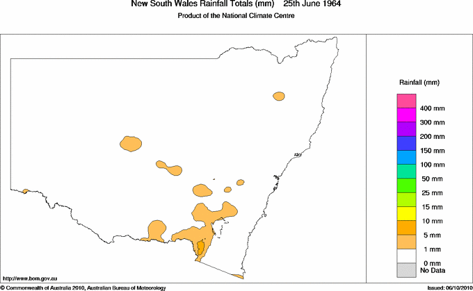Daily rainfall totals for New South Wales/ACT