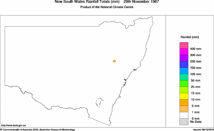 Daily rainfall totals for New South Wales/ACT