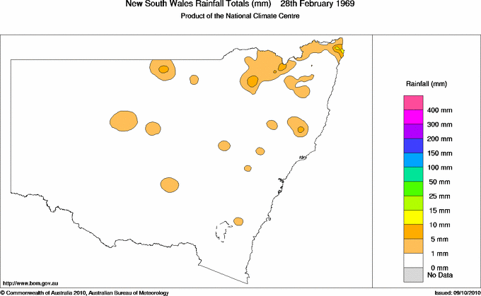 Daily rainfall totals for New South Wales/ACT