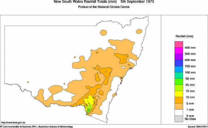 Daily rainfall totals for New South Wales/ACT