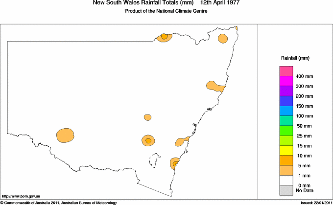 Daily rainfall totals for New South Wales/ACT