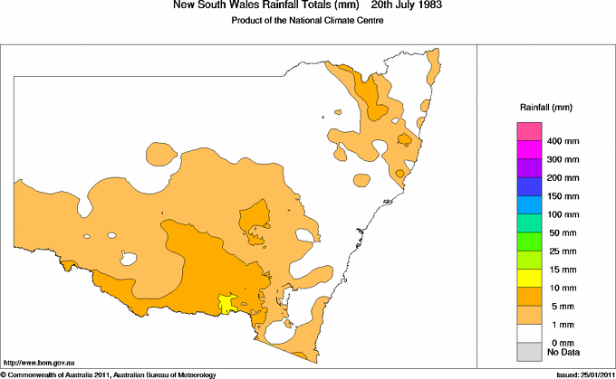 Daily rainfall totals for New South Wales/ACT