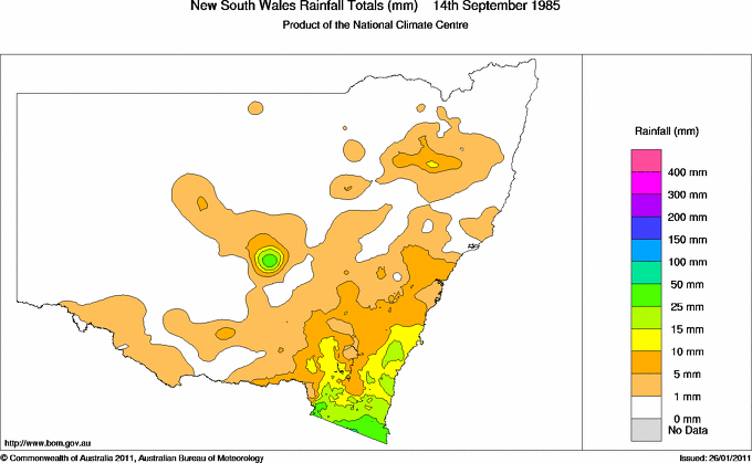Daily rainfall totals for New South Wales/ACT