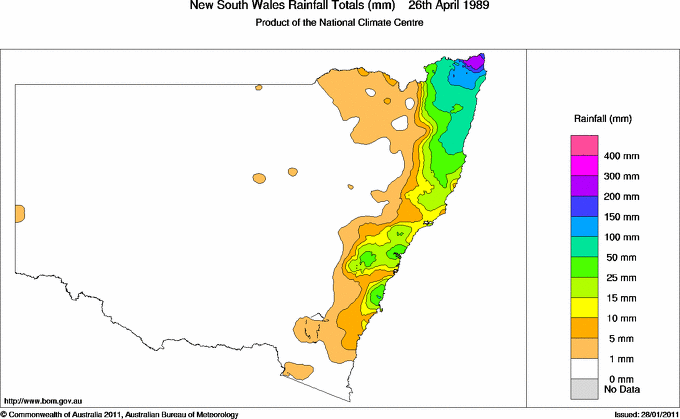 Daily rainfall totals for New South Wales/ACT