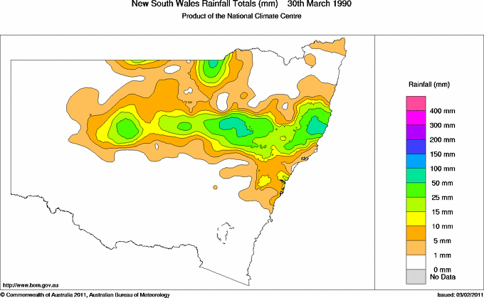Daily rainfall totals for New South Wales/ACT