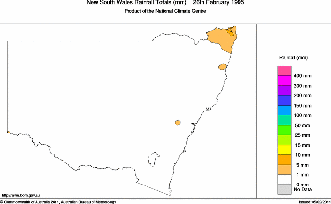 Daily rainfall totals for New South Wales/ACT