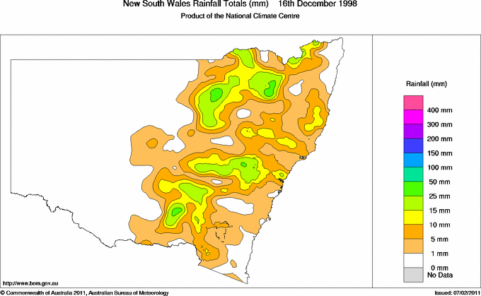 Daily rainfall totals for New South Wales/ACT