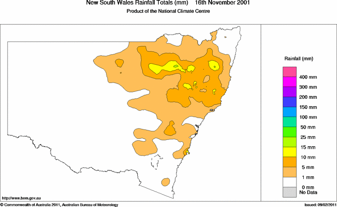 Daily rainfall totals for New South Wales/ACT