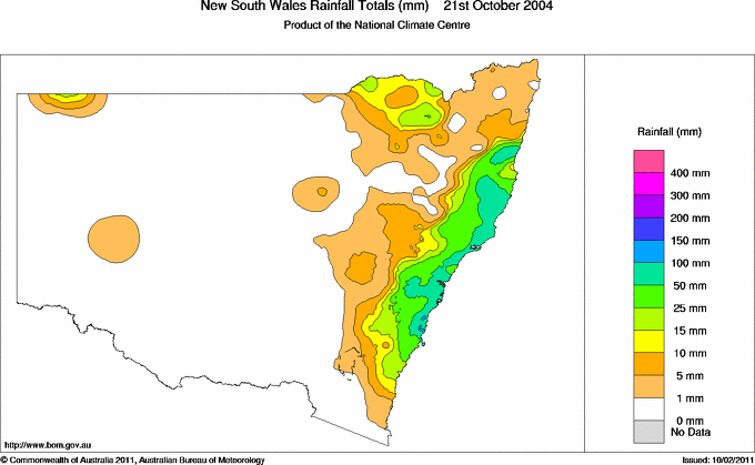 Daily rainfall totals for New South Wales/ACT