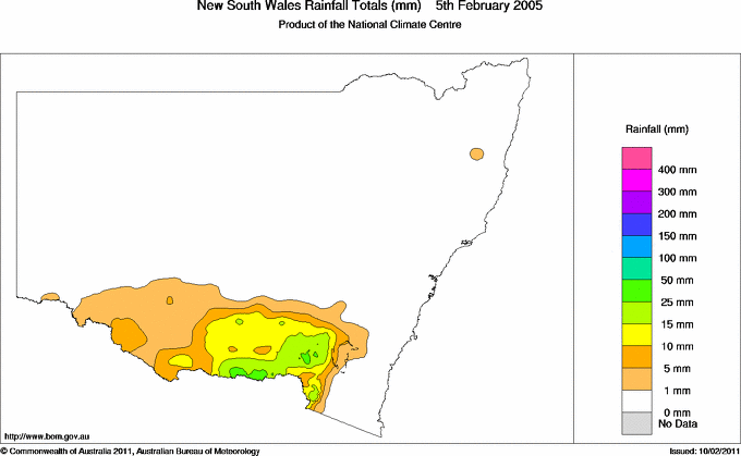 Daily rainfall totals for New South Wales/ACT