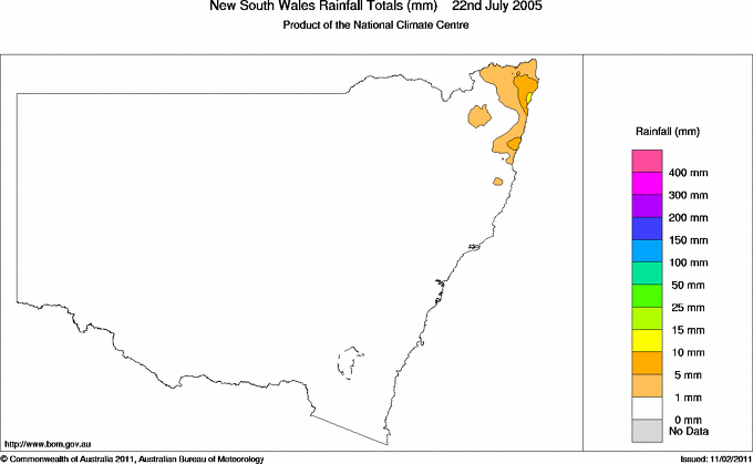 Daily rainfall totals for New South Wales/ACT