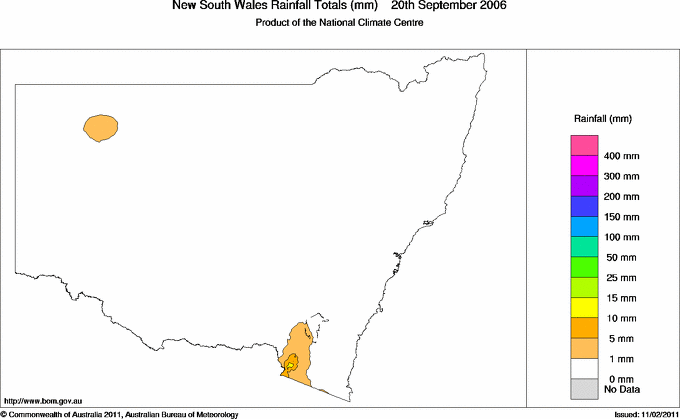 Daily rainfall totals for New South Wales/ACT