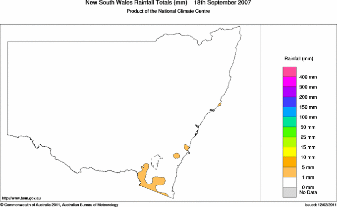 Daily rainfall totals for New South Wales/ACT