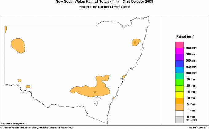Daily rainfall totals for New South Wales/ACT