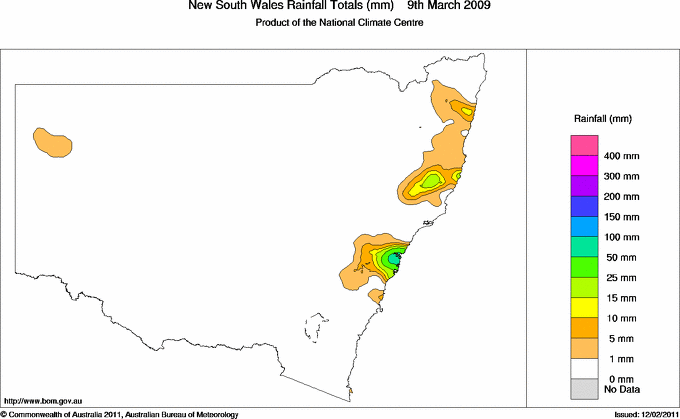 Daily rainfall totals for New South Wales/ACT