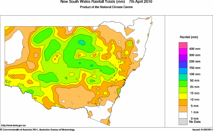 Daily rainfall totals for New South Wales/ACT