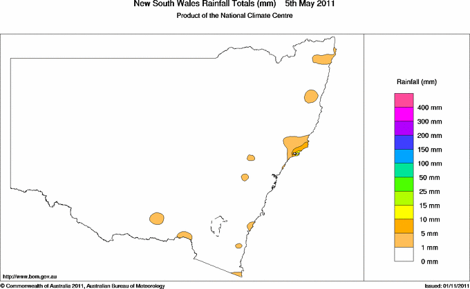 Daily rainfall totals for New South Wales/ACT