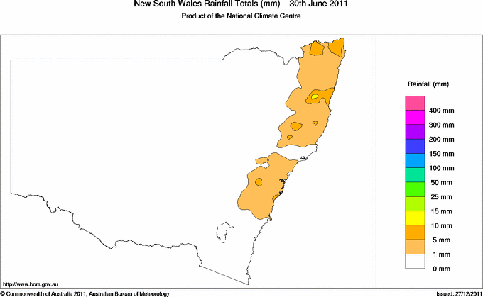 Daily rainfall totals for New South Wales/ACT