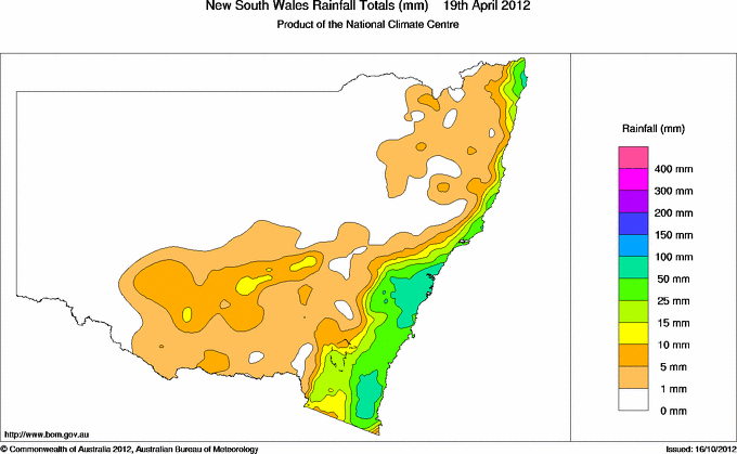Daily rainfall totals for New South Wales/ACT