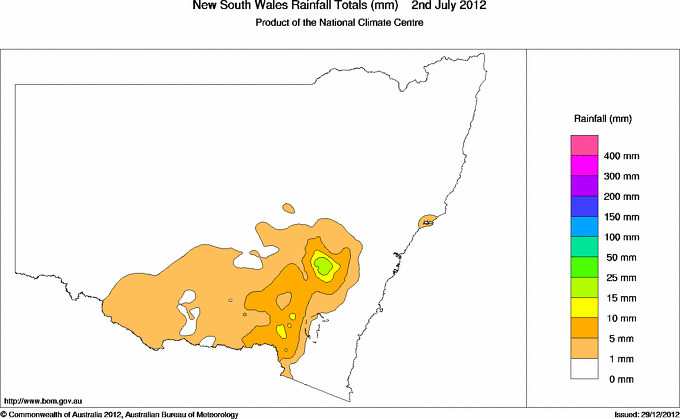 Daily rainfall totals for New South Wales/ACT