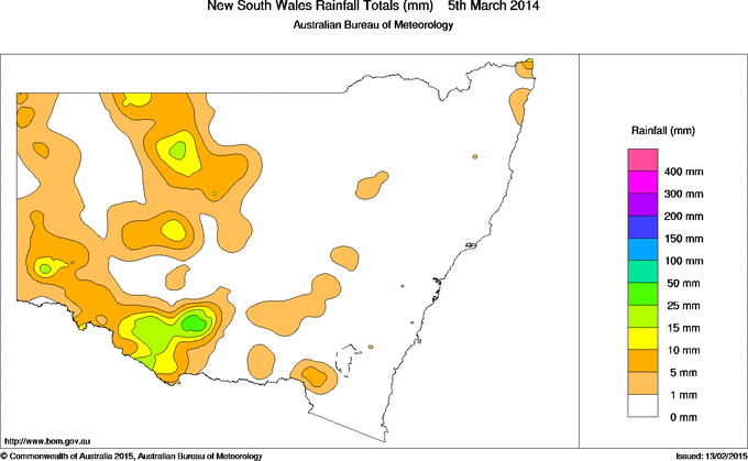 Daily rainfall totals for New South Wales/ACT