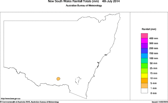 Daily rainfall totals for New South Wales/ACT