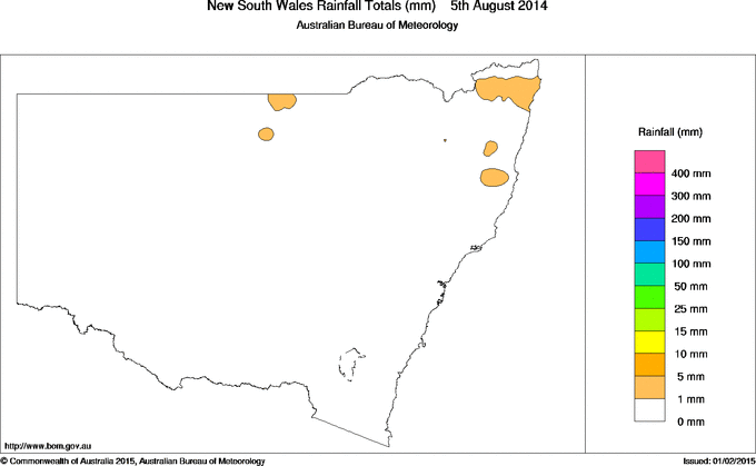 Daily rainfall totals for New South Wales/ACT