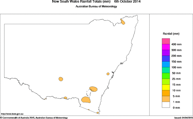Daily rainfall totals for New South Wales/ACT