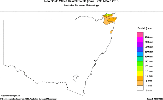 Daily rainfall totals for New South Wales/ACT