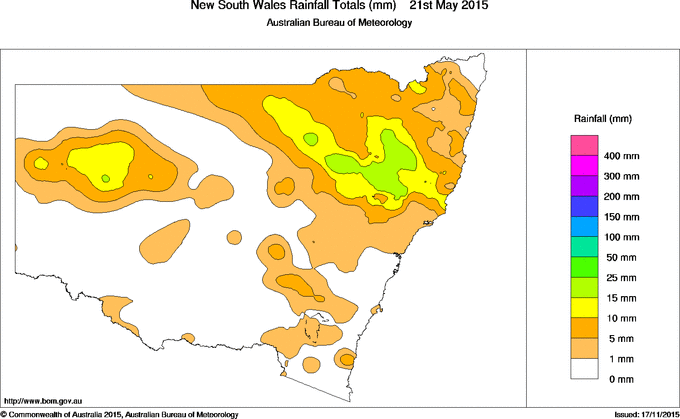 Daily rainfall totals for New South Wales/ACT