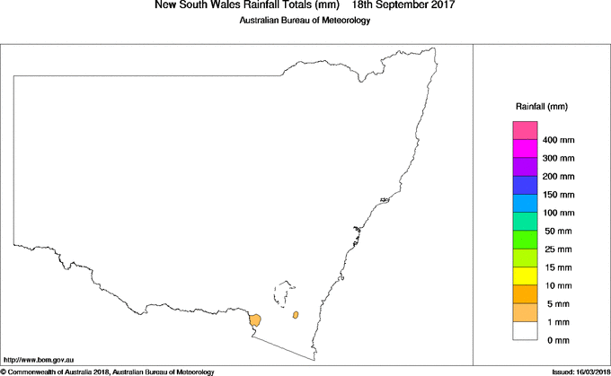 Daily rainfall totals for New South Wales/ACT