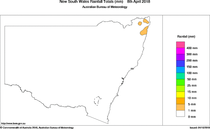 Daily rainfall totals for New South Wales/ACT