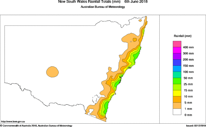 Daily rainfall totals for New South Wales/ACT