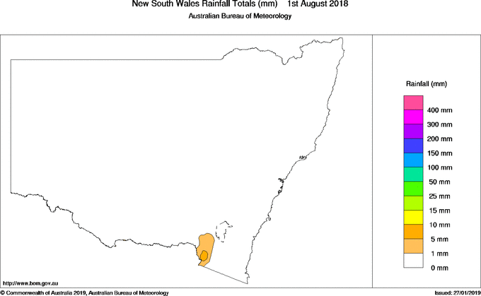 Daily rainfall totals for New South Wales/ACT