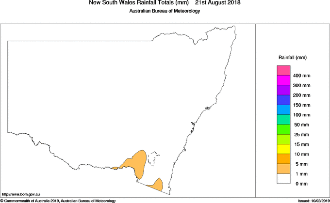 Daily rainfall totals for New South Wales/ACT