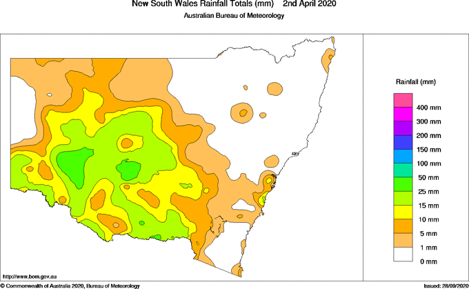 Daily rainfall totals for New South Wales/ACT