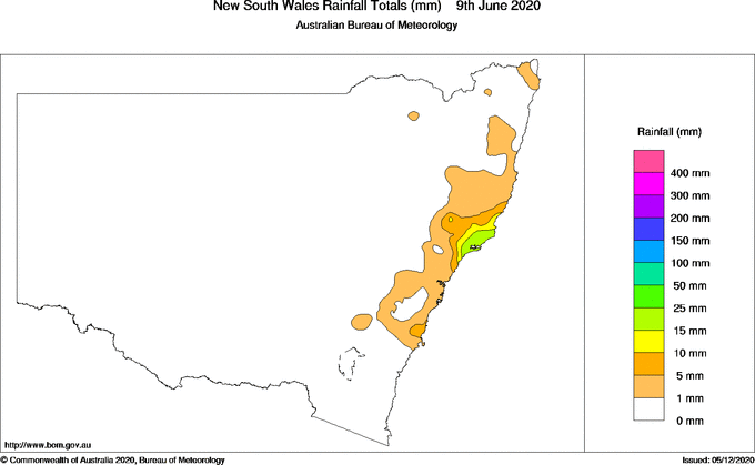 Daily rainfall totals for New South Wales/ACT